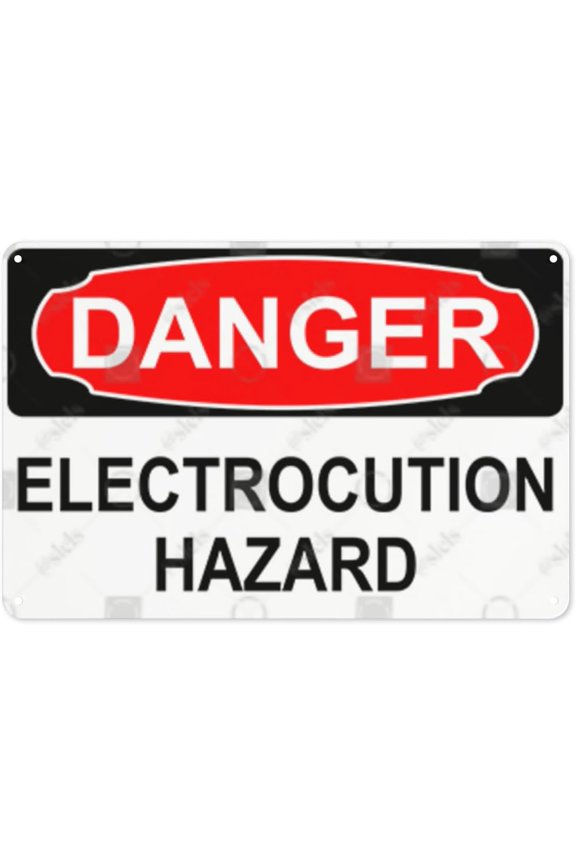 Metal Sign, Danger Sign - ELECTROCUTION HAZARD, Rust Free With 4 Pre-drilled Holes Waterproof, Fade and Scratch Resistant
