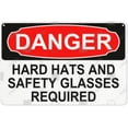 thumbnail image 1 of Metal Sign, Danger Sign - HARD HATS AND SAFETY GLASSES REQUIRED, Waterproof, Fade and Scratch Resistant, safety signs, equipment Warning signs, etc, 1 of 7