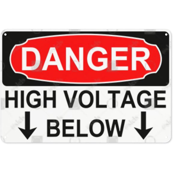 Metal Sign, Danger Sign - HIGH VOLTAGE BELOW DOWN ARROWS, Waterproof, Fade and Scratch Resistant, safety signs, equipment Warning signs, etc