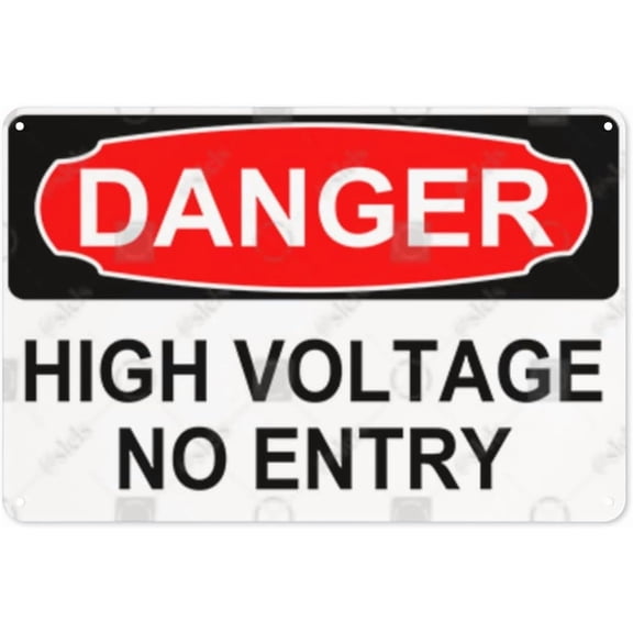Metal Sign, Danger Sign - HIGH VOLTAGE NO ENTRY, Waterproof, Fade and Scratch Resistant, safety signs, equipment Warning signs, etc