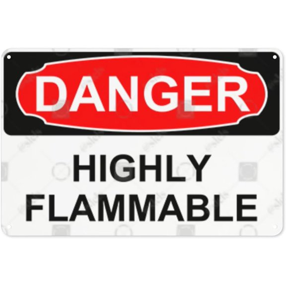 Metal Sign, Danger Sign - HIGHLY FLAMMABLE, Waterproof, Fade and Scratch Resistant, safety signs, equipment Warning signs, etc