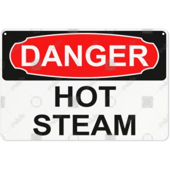 Metal Sign, Danger Sign - HOT STEAM, Rust Free With 4 Pre-drilled Holes Waterproof, Fade and Scratch Resistant