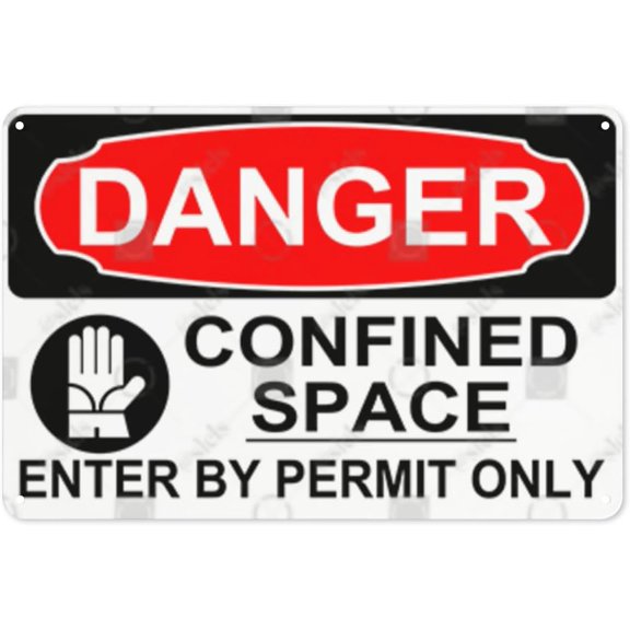 Metal Sign, Danger Sign - PICTOGRAM CONFINED SPACE ENTER BY PERMIT ONLY, Rust Free With 4 Pre-drilled Holes Waterproof, Fade and Scratch Resistant