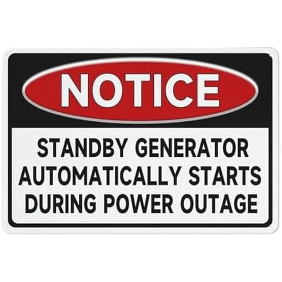 Metal Sign Danger Standby Generator Automatically Starts Metal Sign Aluminum Sign Fade Resistant Easy Mounting Indoor/Outdoor Use Sign 12X8 Inch
