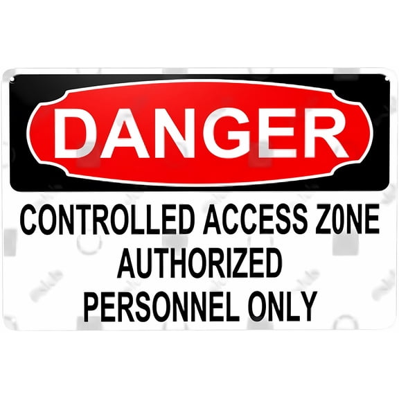 Metal Sign Decor Danger CONTROLLED ACCESS ZONE AUTHORIZED PERSONNEL ONLY - 8"x12" Sign for Office Enterprise, Safety Equipment Warning, Restricted Area