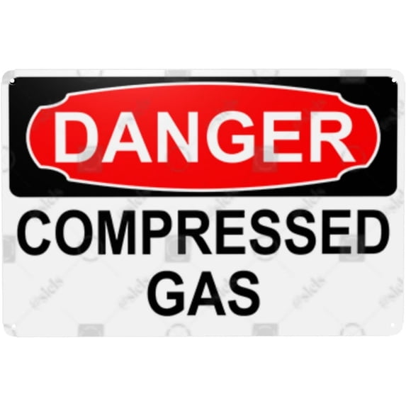 Metal Sign Decor, Danger Sign - COMPRESSED GAS, Waterproof, Fade and Scratch Resistant, 8 x 12 Inch
