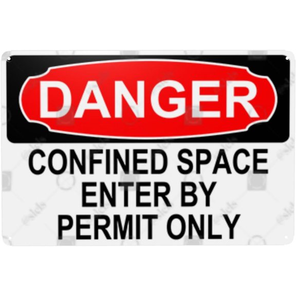 Metal Sign Decor, Danger Sign - CONFINED SPACE ENTER BY PERMIT ONLY, Rust Free With 4 Pre-drilled Holes Waterproof, Fade and Scratch Resistant, 8 x 12 Inch