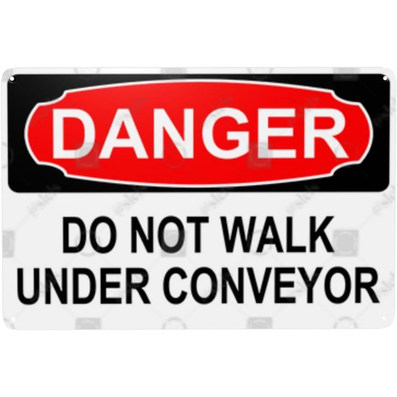 Metal Sign Decor, Danger Sign - DO NOT WALK UNDER CONVEYOR, Waterproof, Fade and Scratch Resistant, 8 x 12 Inch