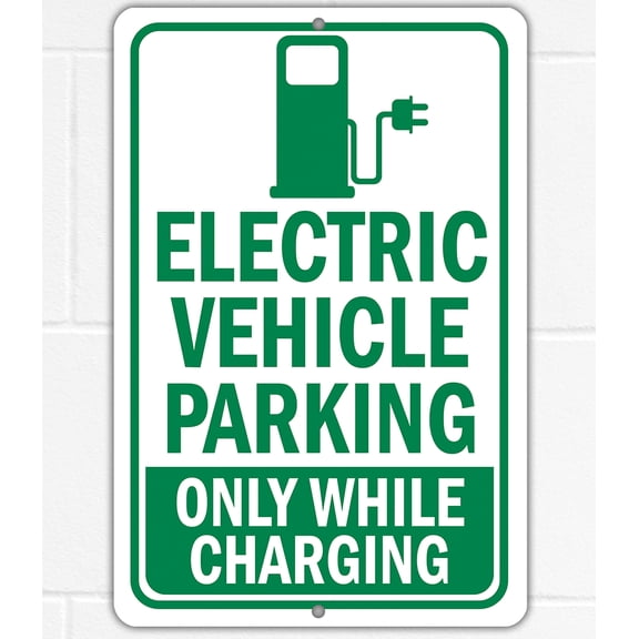 Metal Sign - Electric Vehicle Parking While Charging - Tesla Electric Car EV Parking Only Sign -Use Indoor/Outdoor - Compliance Road Sign, Parking Restriction, Reminder and Notice (8x12)