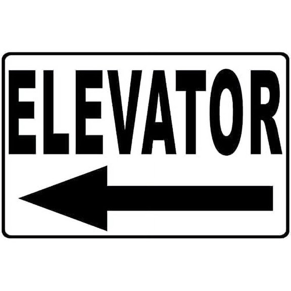 Metal Sign Elevator With Left Arrow Sign for Outdoor & Indoor 12" x 8"