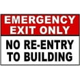 thumbnail image 1 of Metal Sign Emergency Exit Only No Re-Entry To Building Sign for Outdoor & Indoor 12" x 8", 1 of 4