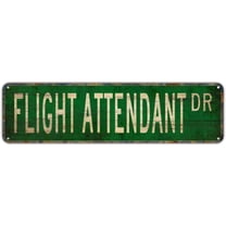 Metal Sign FLIGHT ATTENDANT DR Vintage Tin Signs Plaque for Bedroom Kitchen Garden Wall Bar Club Coffee Hanging Sign Home Decor 4"x16"