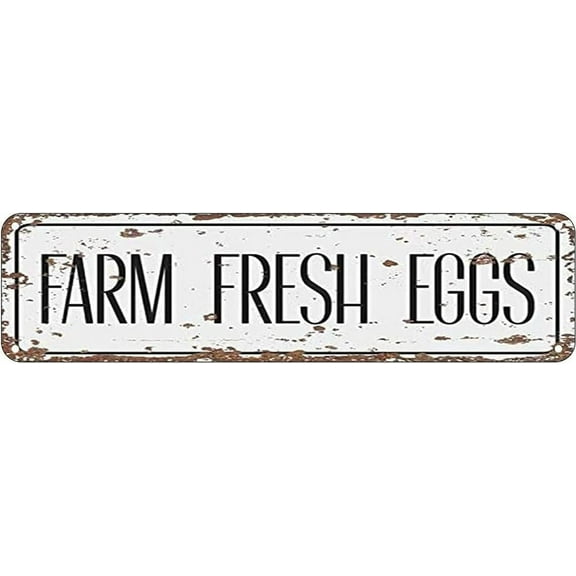 Metal Sign Farm Fresh Eggs Vintage Signs Retro Tin Signs Aluminum Sign for Kitchen Home Garden Wall Bar Cafe Decor 4x16 Inches