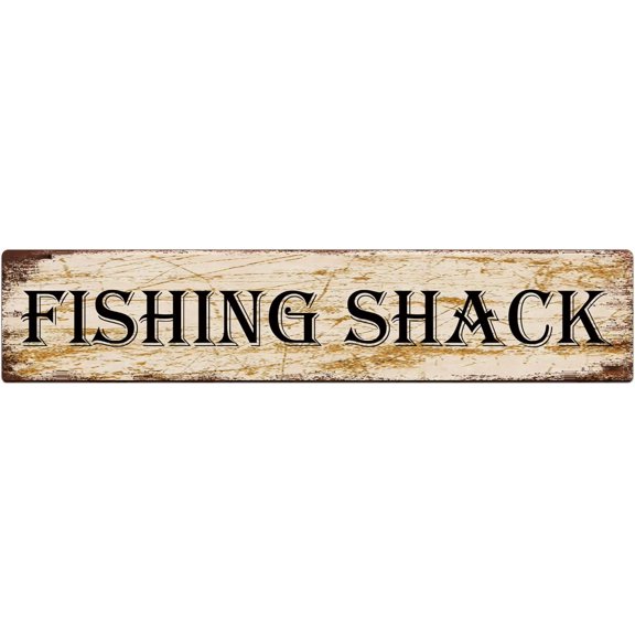 Metal Sign Fishing Shack Vintage Signs Retro Tin Signs Aluminum Sign for Kitchen Home Garden Wall Bar Cafe Decor 4x16 Inch