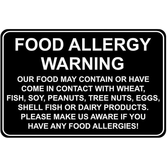 Metal Sign Food Allergy Warning Safety Signs Warning Sign Caution Aluminum Tin Sign Traffic Road Street Sign for Home Cafe Bar 8x12 Inches Indoor/Outdoor Use