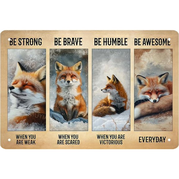 Metal Sign Fox Funny Decor Vintage Signs Retro Tin Signs Aluminum Sign for Bedroom Kitchen Garden Wall Bab Club Coffee Hanging Sign Home Decor 8x12 Inch