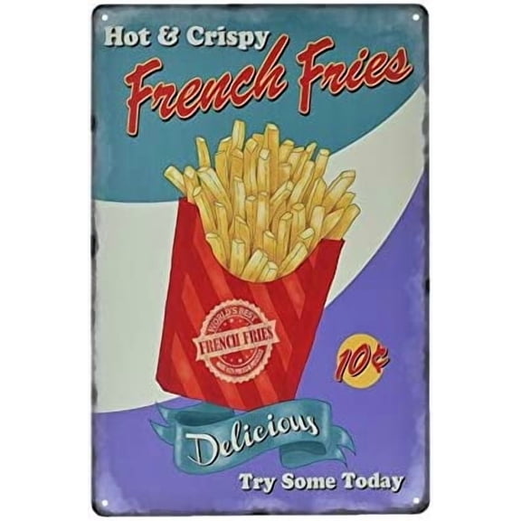 Metal Sign - French Fries Fast Food Shop Tin Sign Wall Decor Prints