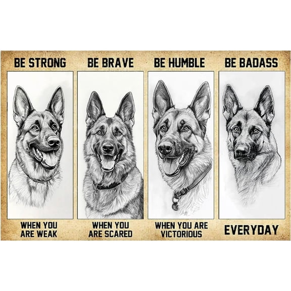 Metal Sign German Shepherd Funny Decor Vintage Signs Retro Tin Signs Aluminum Sign for Bedroom Kitchen Garden Wall Bab Club Coffee Hanging Sign Home Decor 8x12 Inch