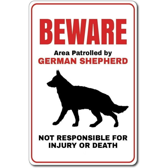 Metal Sign German Shepherd Sign Beware German Shepherd Tin Sign German Shepherd Gift German Shepherd Decor Tin Sign 8x12 Inch/20x30 cm