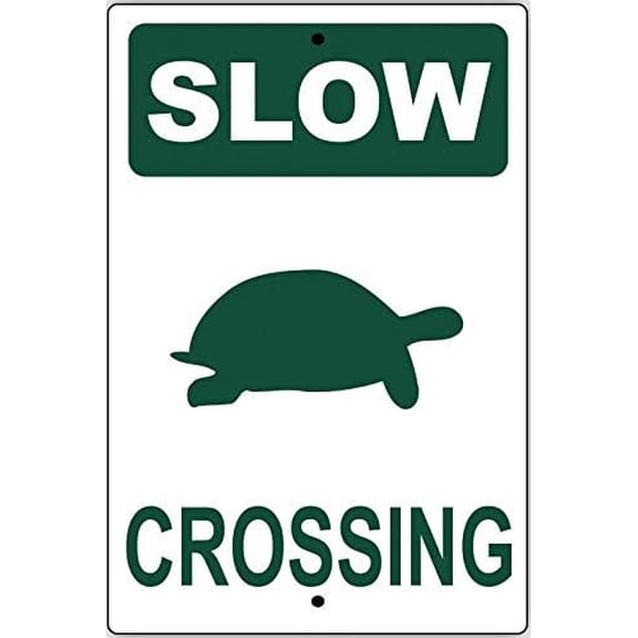 Metal Sign Great Aluminum Tin Sign Green Slow Turtle Sign 12" X 8"