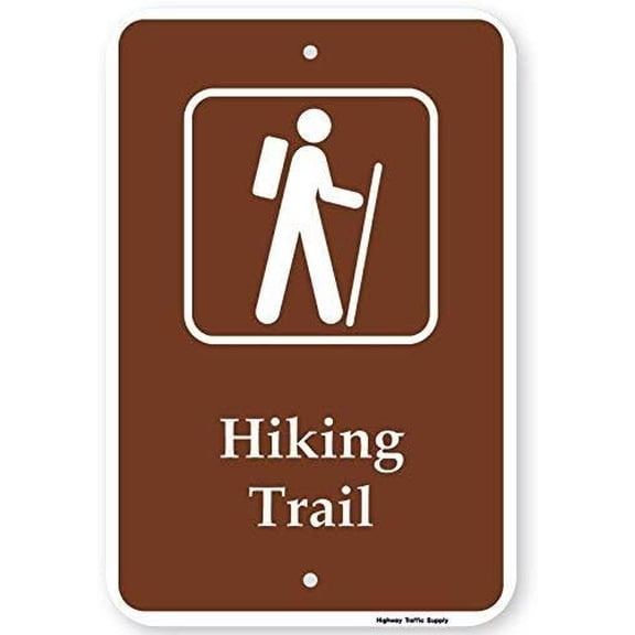 Metal Sign Hiking Trail Sign with Symbol Sign 8" X 12"Wall Art Decor Warning Signs For Outdoor & Indoor office Sign