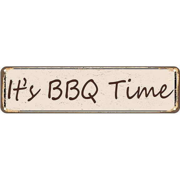 Metal Sign It's BBQ Time Vintage Signs Retro Tin Signs Aluminum Sign for Kitchen Home Garden Wall Bar Cafe Decor 4x16 Inch