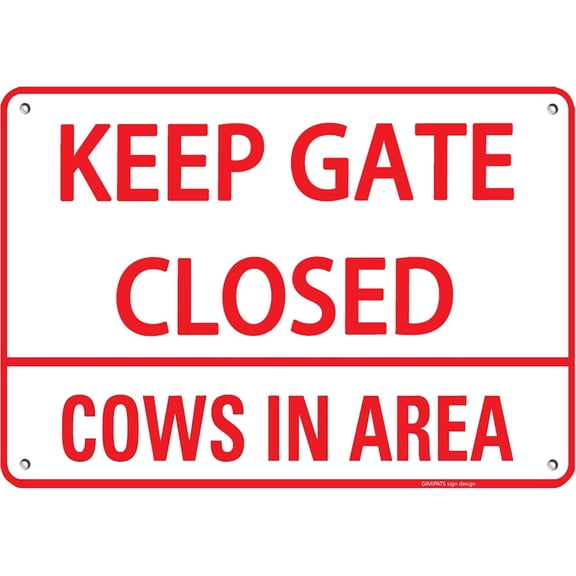 "Metal Sign KEEP GATE CLOSED COWS IN AREA"activity sign farm Sign,posted no trespassing signs private property, indoor and outdoor metal aluminum "12 x 8", have been punched - easy to install.