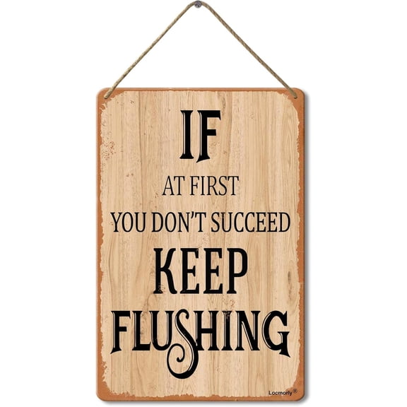 Metal Sign Keep Flushing Sign, 8x12 Inch, Vintage Metal Sign for Toilet Decor