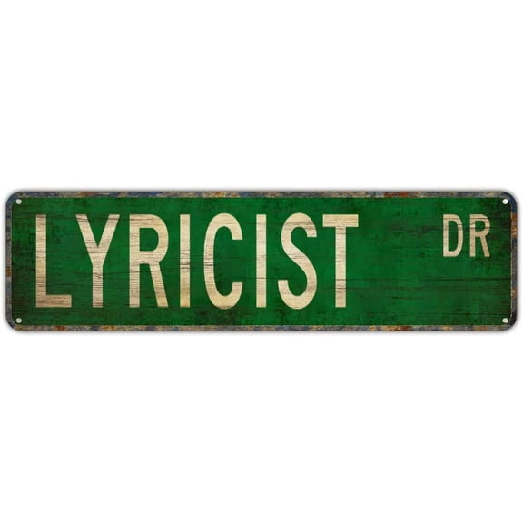 Metal Sign LYRICIST DR Vintage Tin Signs Plaque for Bedroom Kitchen Garden Wall Bar Club Coffee Hanging Sign Home Decor 4"x16"