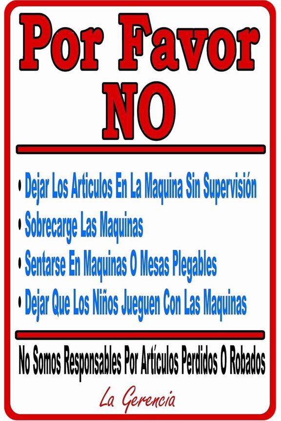 Metal Sign Laundromat Rules Spanish Sign for Outdoor & Indoor 12 x 8