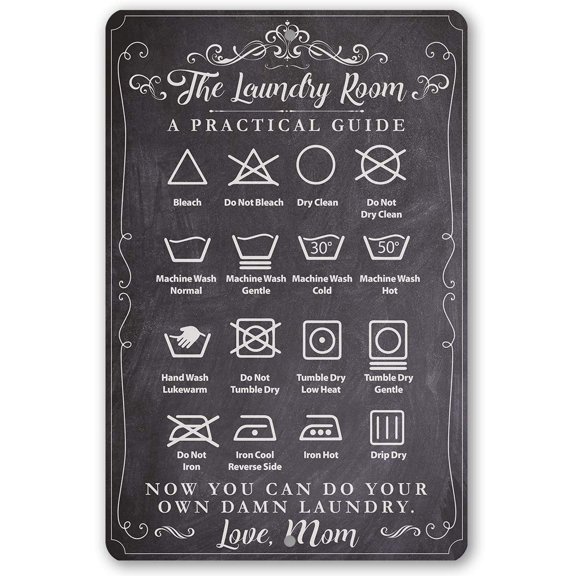 Metal Sign - The Laundry Room A Practical Guide - Durable Metal Sign - Use Indoor/Outdoor - Great Gift and Dcor for Laundromat, Washeteria and Home Under $20 (8" x 12")