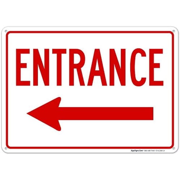 Metal Sign Left Arrow Entrance Sign Engineer Grade Rust Free Aluminum, Weather/Fade Resistant, UV Protected, Easy to Mount, Indoor/Outdoor Use 8 X 12 Inch