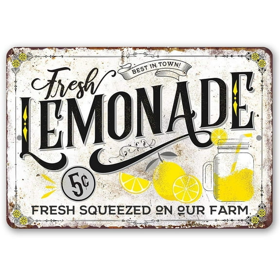 Metal Sign - Lemonade - Durable Metal Sign - Use Indoor/Outdoor - Great Kitchen and Dining Room Decor Under $20 (8" x 12")