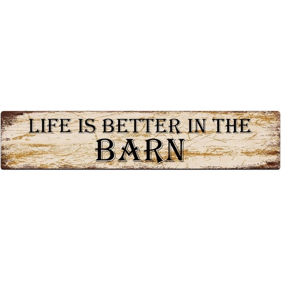 Metal Sign Life is Better in The Barn Vintage Signs Retro Tin Signs Aluminum Sign for Kitchen Home Garden Wall Bar Cafe Decor 4x16 Inch