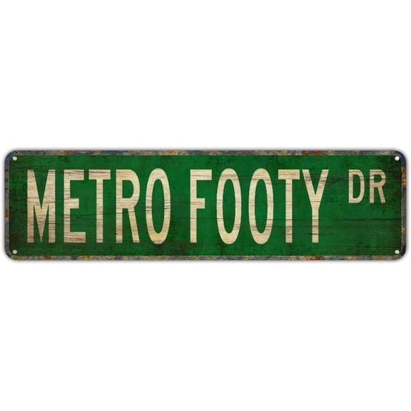 Metal Sign METRO FOOTY DR Vintage Tin Signs Plaque for Bedroom Kitchen Garden Wall Bar Club Coffee Hanging Sign Home Decor 4"x16"
