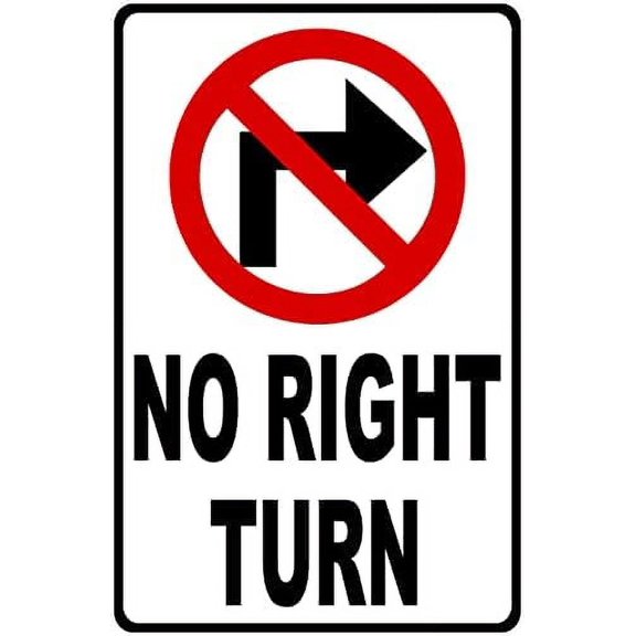 Metal Sign No Right Turn With Directional Arrows Sign for Outdoor & Indoor 12" x 8"