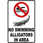 Metal Sign No Swimming Alligators In Area Sign for Outdoor & Indoor 12" x 8"