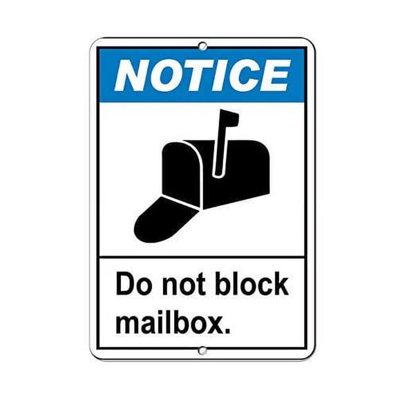 Metal Sign Notice Board Notice Do Not Block Mailbox. Parking tin Sign/Outdoor Warning Sign New Wall Decoration (Aluminum) Size: 8 x 12 inch
