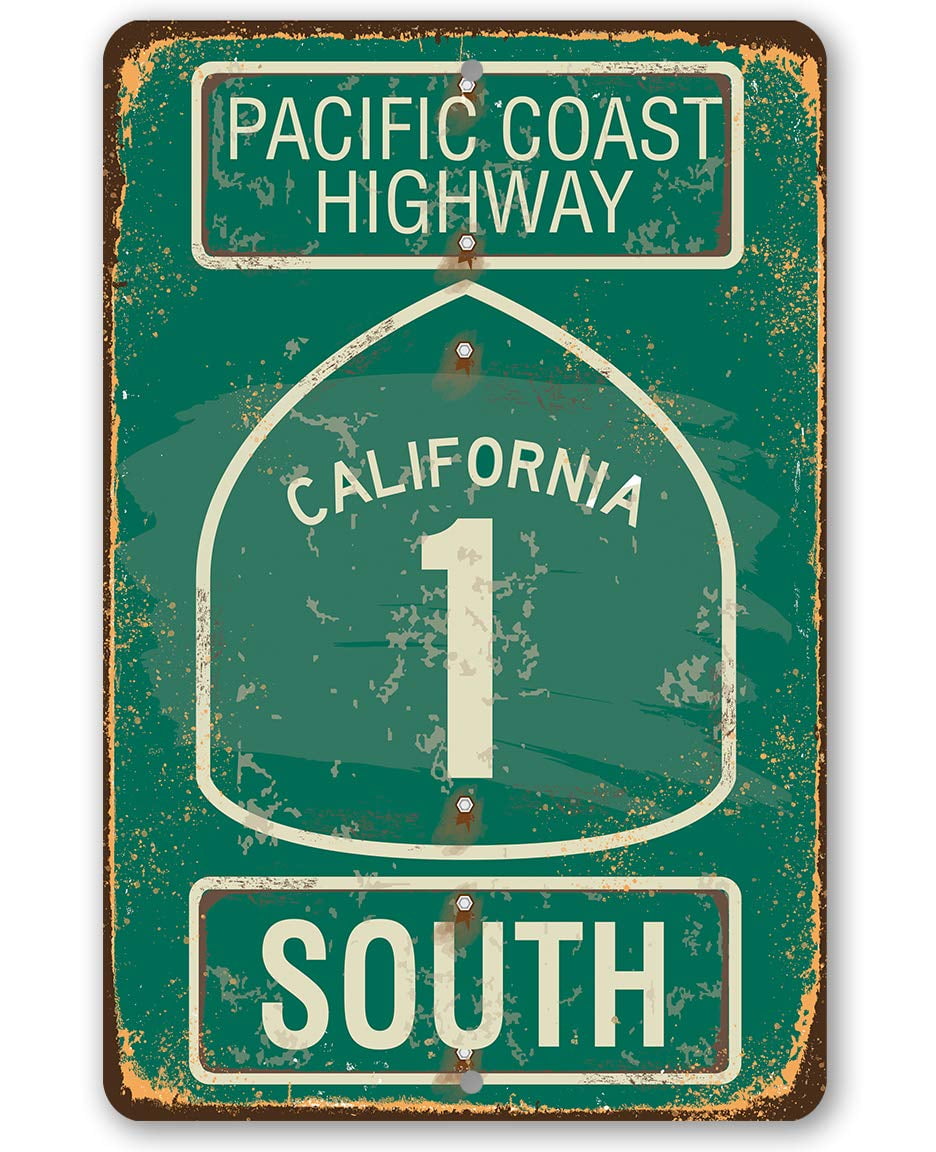 レア！　カリフォルニア　PACIFIC COAST ロードサイン　本物　USA Pacific Coast Highway Sign