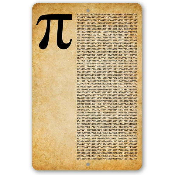 Metal Sign - Pi (Digits) - Durable Metal Sign - Use Indoor/Outdoor - Makes a Great Gift and Decor for School, Classroom, Teachers and Math Students Under $25 (12" x 18")