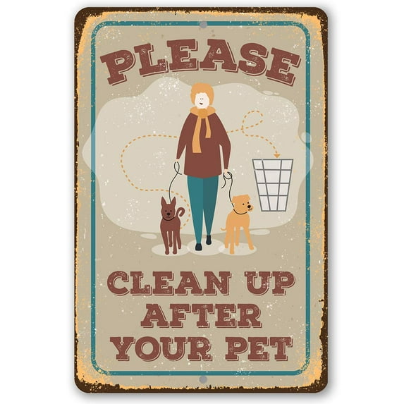 Metal Sign - Please Clean Up After Pet Metal Sign - Durable Metal Sign - Use Indoor/Outdoor - Great Gift for Dog Owners and Signage for Apartment, Condo and Park Under $25 (12" x 18")