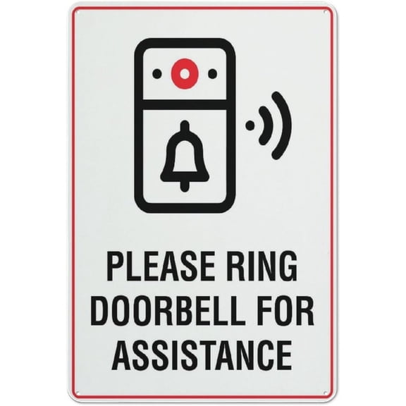 Metal Sign Please Ring Doorbell For Assistance 8"x12" Rust Free Aluminum, Printed With Professional Graphics Easy To Mount, Indoor & Outdoor Use, Doorbell Assistance Marker