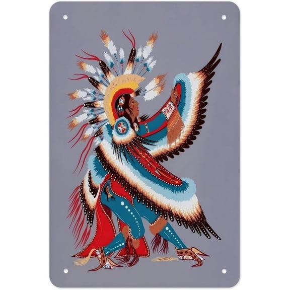 Metal Sign Poster 12x8 Inch Native American Eagle Dancer Vintage Art Southwestern Tribal Decor Wall Art for Living Room Bedroom Office