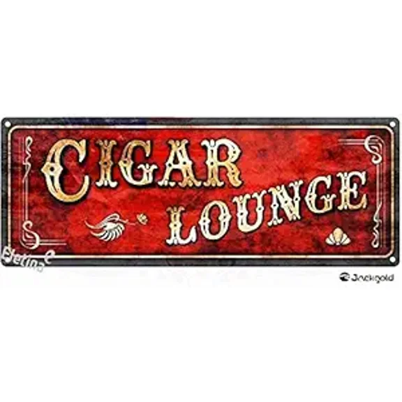 Metal Sign Red Cigar Lounge Indoor and Outdoor Retro Club bar Restaurant Poster 4 X 16 Inch