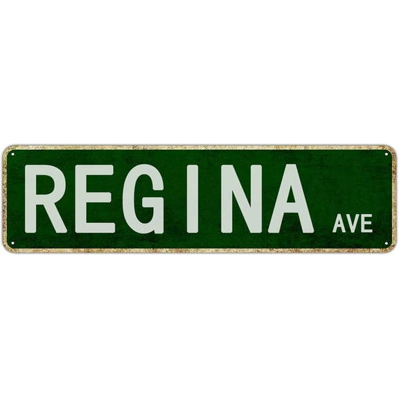 Regina Avenue Vintage Decorative Poster Avenue Road Street Name Tin Sign Wall Art Metal Tin Sign Hanging Decorations 16X6Inch