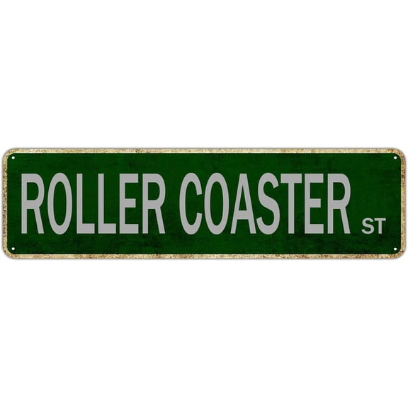 Metal Sign Roller Coaster ST Vintage Signs Retro Tin Signs Aluminum Sign for Bedroom Kitchen Garden Wall Pub Club Coffee Hanging Decor 4x16 Inch