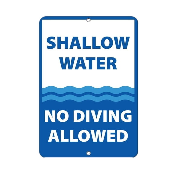 Metal Sign Shallow Water No Diving Allowed Activity Sign Pool Signs Plaque for Yard Garage Driveway House Fence (Aluminum) Size: 8 x 12 inch