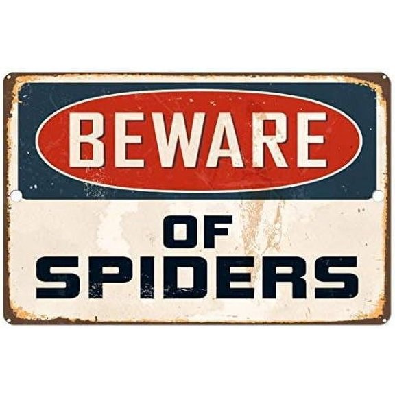 Metal Sign Sign Beware of Spiders Decorative for Outdoor & Indoor 12"" x 8""
