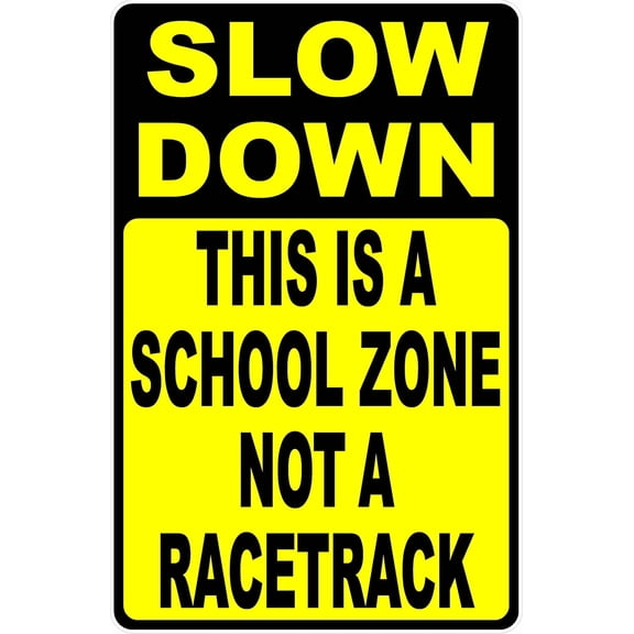 Metal Sign Slow Down This is A School Zone Not A Racetrack Sign for The Inconvenience Sign for Outdoor & Indoor 12 x 8