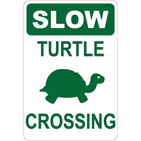 Metal Sign Slow Turtle Crossing Signs Warning Sign Caution Aluminum Tin Sign Traffic Road Street Sign for Home Cafe Bar 8x12 Inches Indoor/Outdoor Use